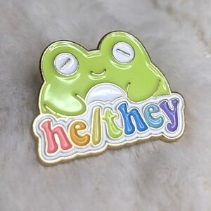 Pronoun Pin He / They Frog Enamel Pin